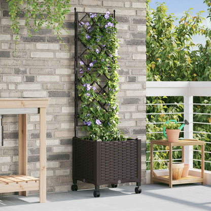 Vaso da giardino con grigliato e ruote Marrone 40 x 40 x 149 cm | homemem39