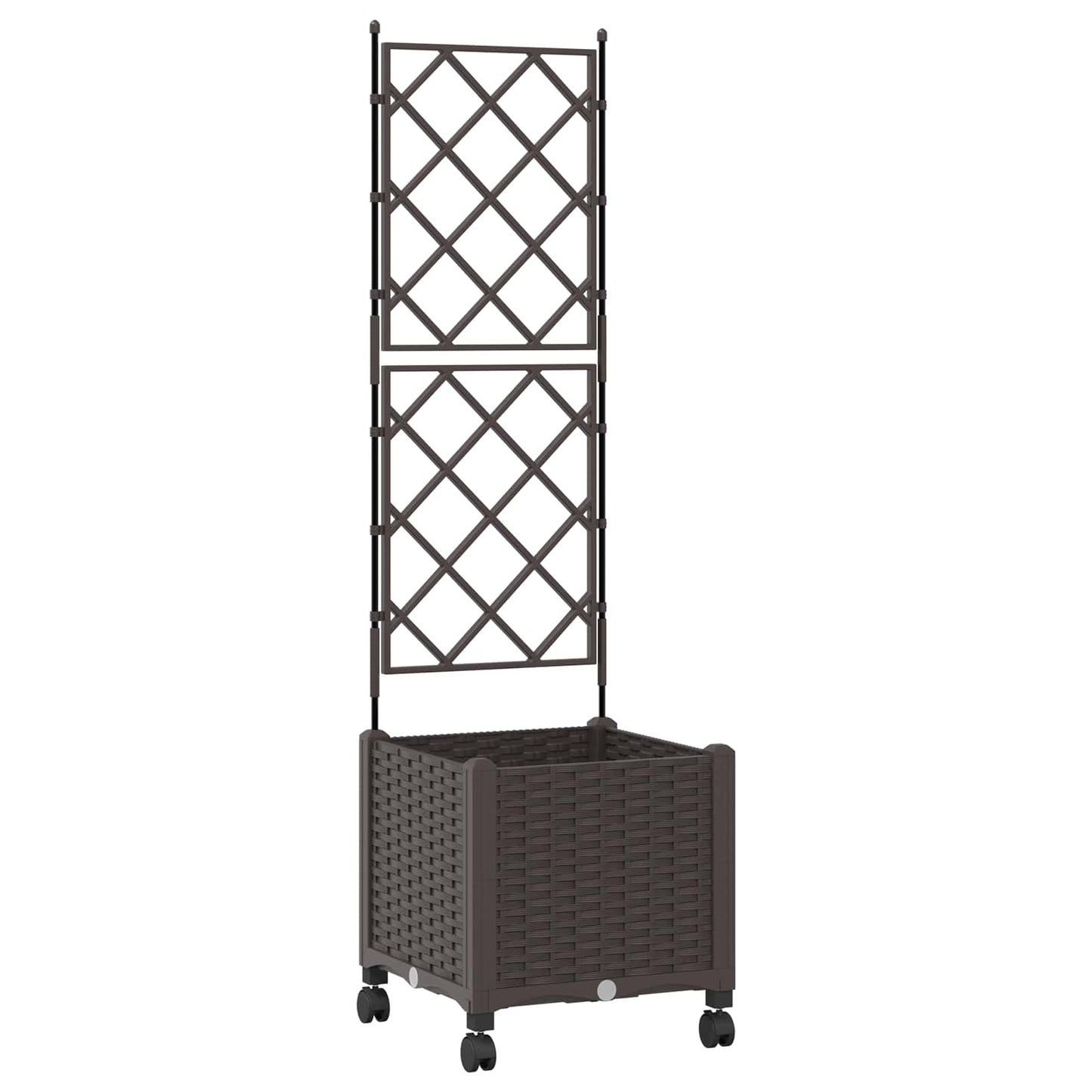 Vaso da giardino con grigliato e ruote Marrone 40 x 40 x 149 cm | homemem39