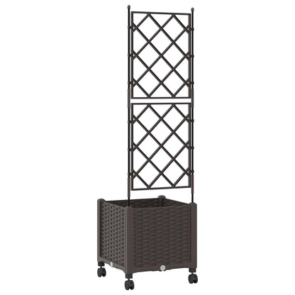 Vaso da giardino con grigliato e ruote Marrone 40 x 40 x 149 cm | homemem39