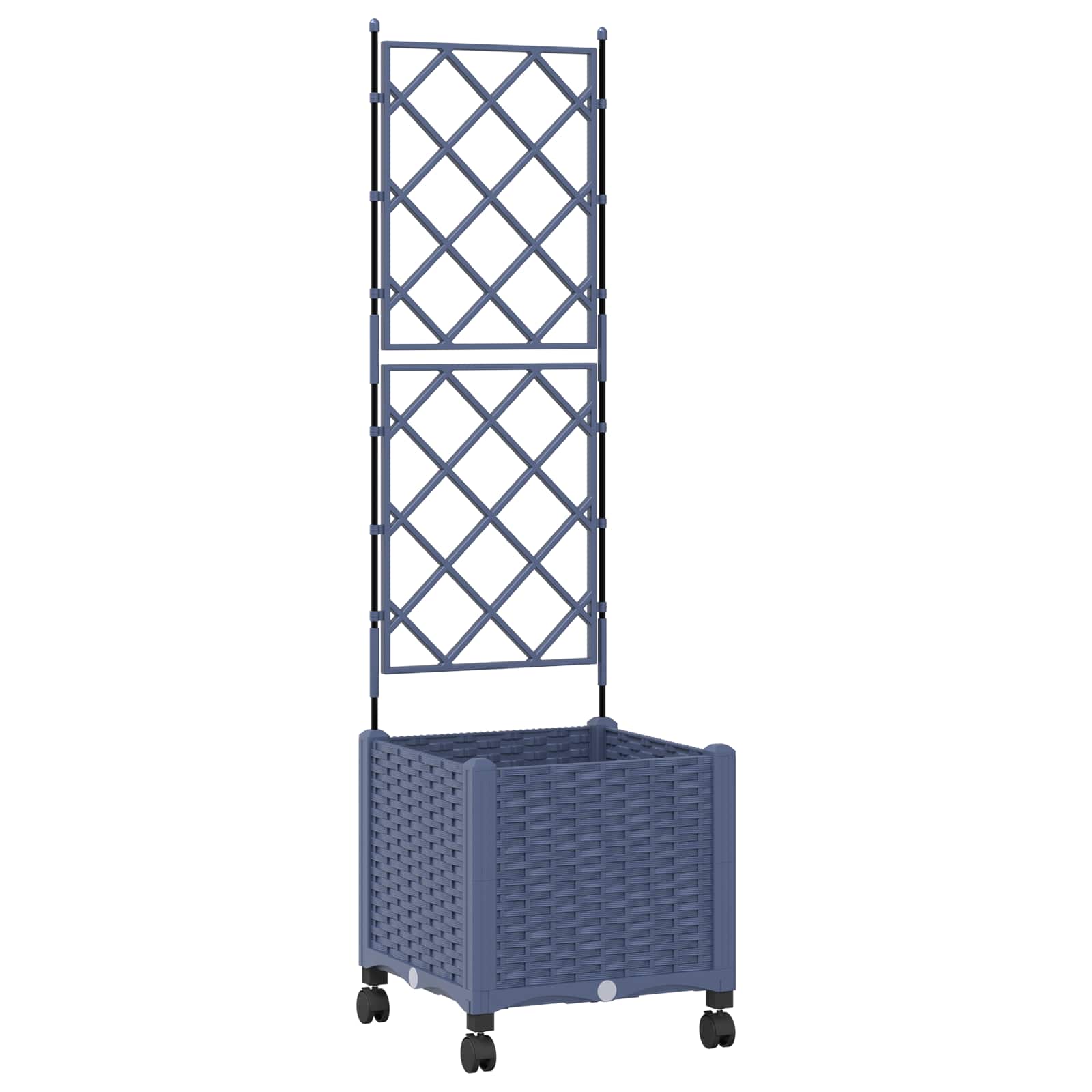 Vaso da giardino con grigliato e ruote Grigio 40 x 40 x 149 cm | homemem39