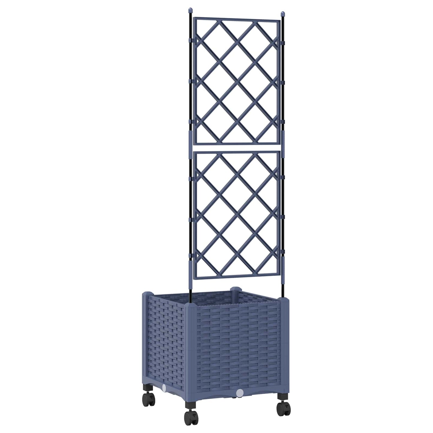 Vaso da giardino con grigliato e ruote Grigio 40 x 40 x 149 cm | homemem39