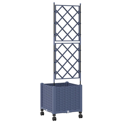 Vaso da giardino con grigliato e ruote Grigio 40 x 40 x 149 cm | homemem39