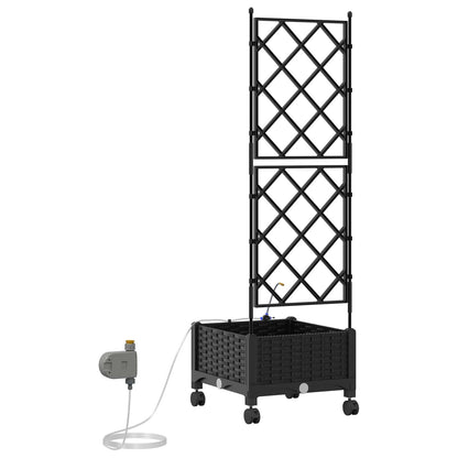 Vaso da Giardino con Irrigazione e Ruote Nero 40 x 40 x 132 cm | homemem39