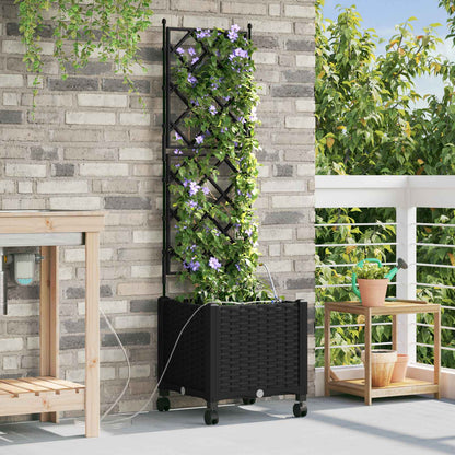 Vaso da Giardino con Irrigazione e Ruote Nero 40 x 40 x 148 cm | homemem39