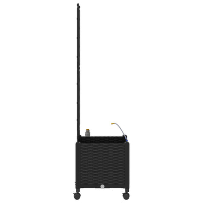 Vaso da Giardino con Irrigazione e Ruote Nero 40 x 40 x 148 cm | homemem39