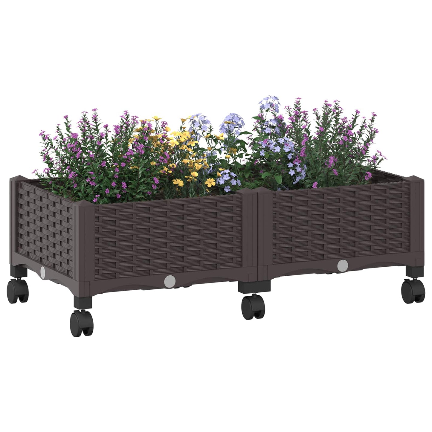Vaso da Giardino con Ruote Marrone 80 x 40 x 29 cm PP | homemem39