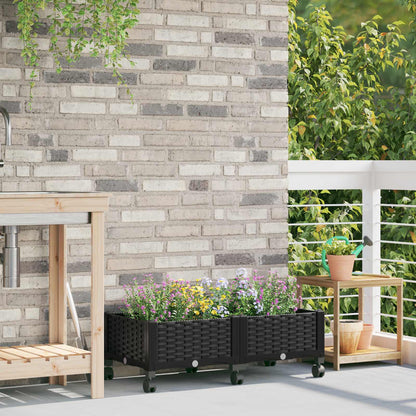 Vaso da Giardino con Ruote Nero 80 x 40 x 29 cm PP | homemem39