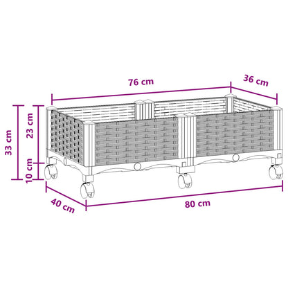 Vaso da Giardino con Ruote Nero 80 x 40 x 29 cm PP | homemem39