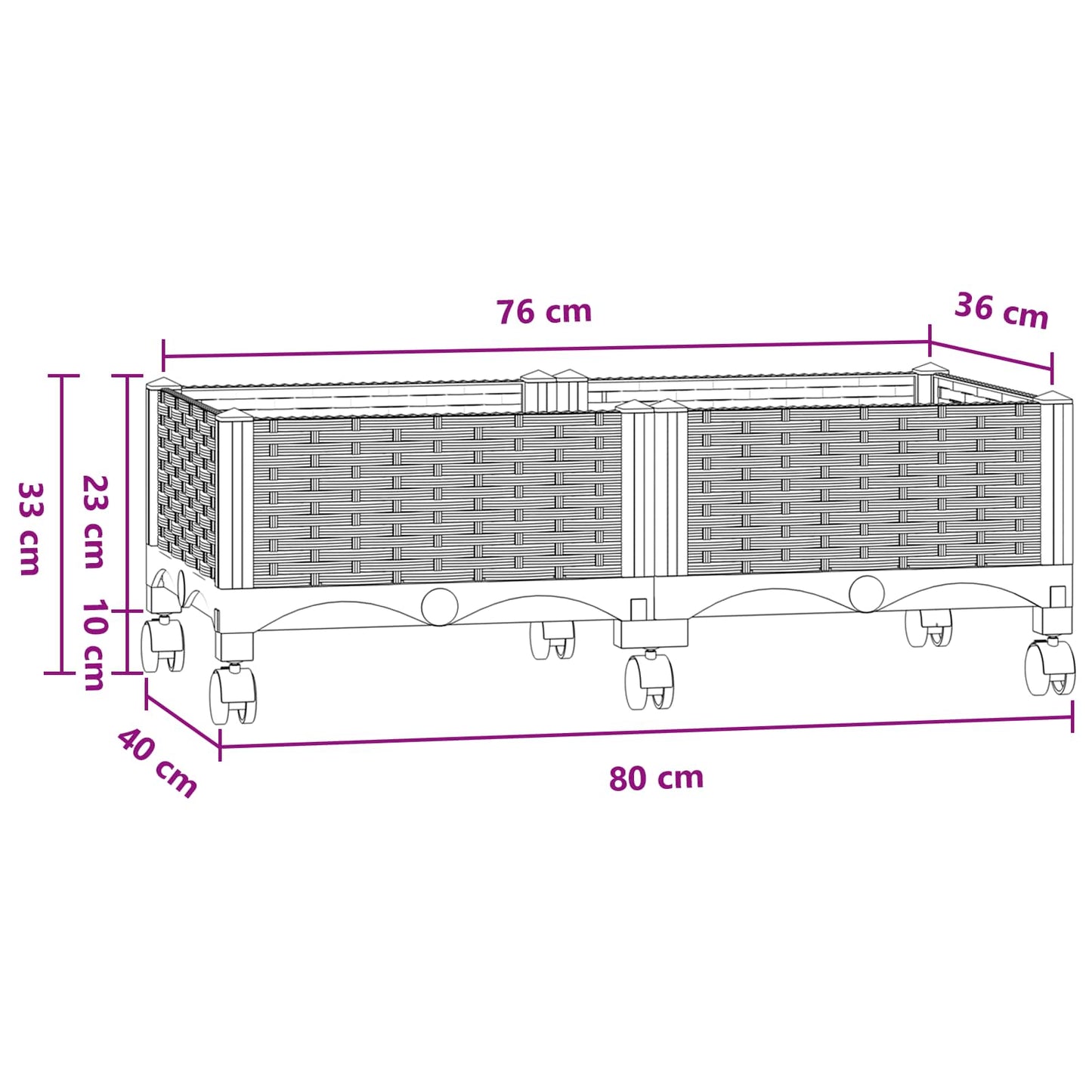 Vaso da Giardino con Ruote Blu Grigio 80 x 40 x 33 cm PP | homemem39
