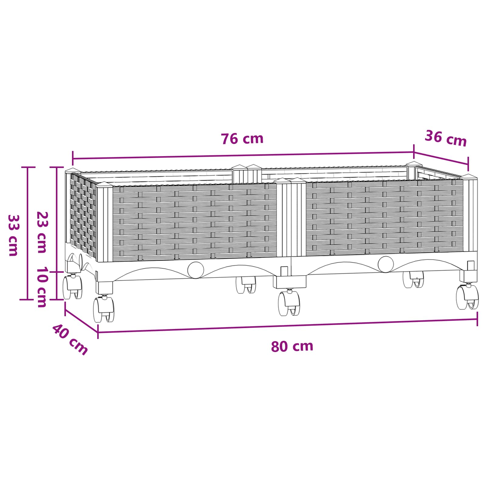Vaso da Giardino con Ruote Blu Grigio 80 x 40 x 33 cm PP | homemem39