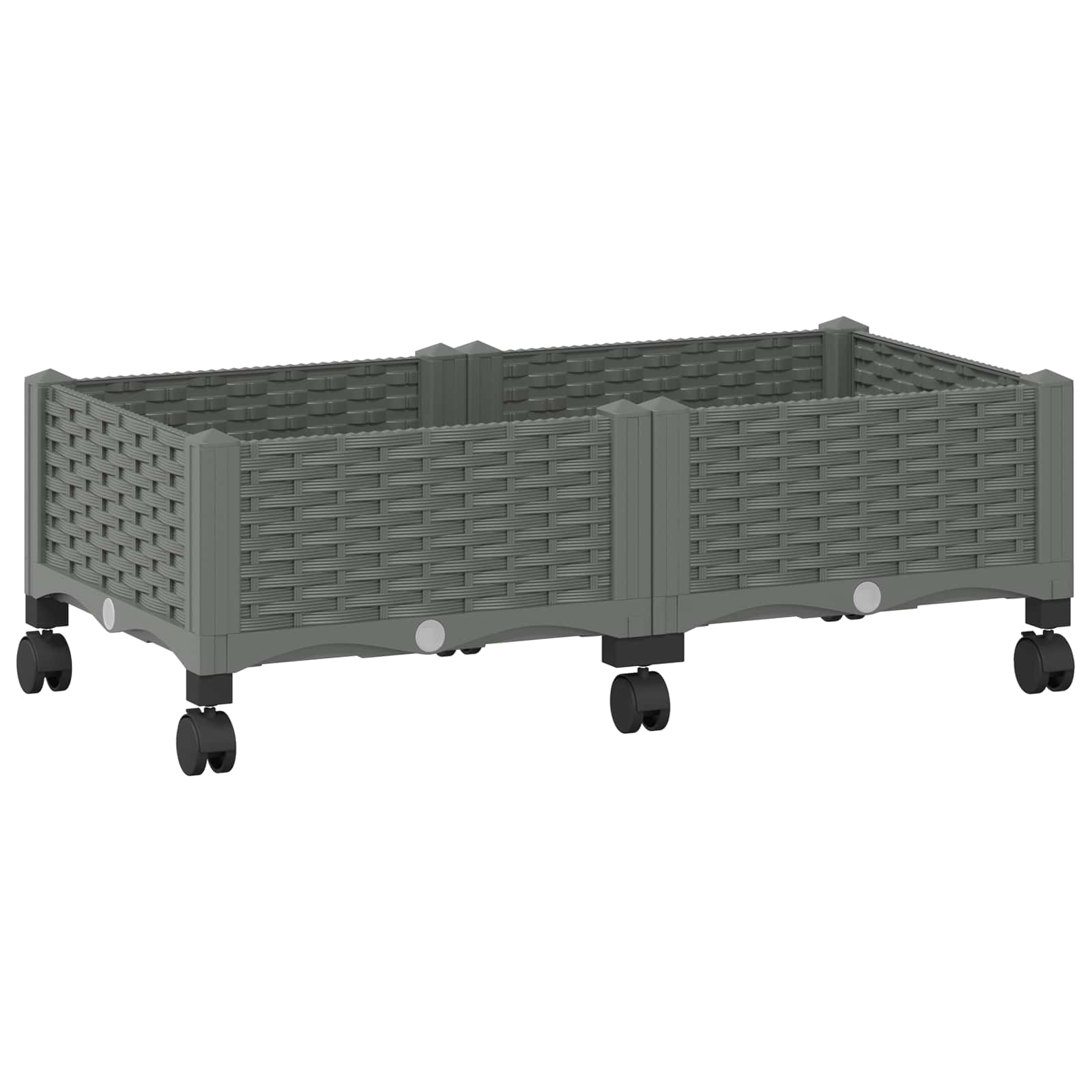 Vaso da Giardino con Ruote Grigio Chiaro 80 x 40 x 33 cm PP | homemem39