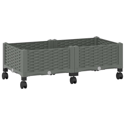 Vaso da Giardino con Ruote Grigio Chiaro 80 x 40 x 33 cm PP | homemem39