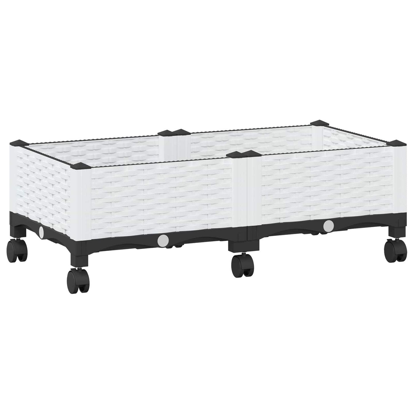 Vaso da Giardino con Ruote Bianco 80 x 40 x 33 cm PP | homemem39