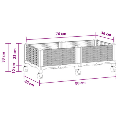 Vaso da Giardino con Ruote Bianco 80 x 40 x 33 cm PP | homemem39