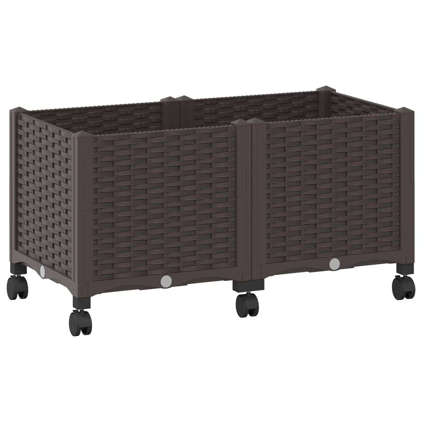 Vaso da Giardino con Ruote Marrone 80 x 40 x 44 cm PP | homemem39