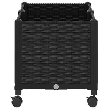 Vaso da Giardino con Ruote Nero 80 x 40 x 44 cm PP | homemem39