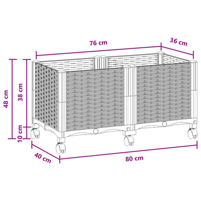 Vaso da Giardino con Ruote Nero 80 x 40 x 44 cm PP | homemem39