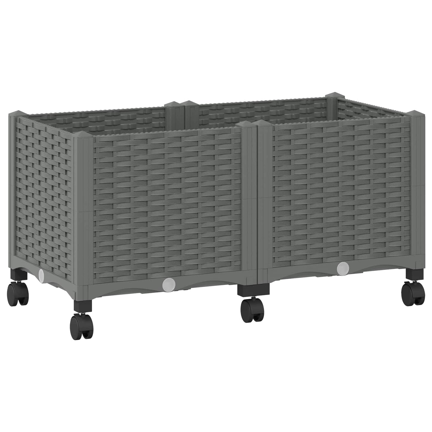 Vaso da Giardino con Ruote Grigio Chiaro 80 x 40 x 48 cm PP | homemem39
