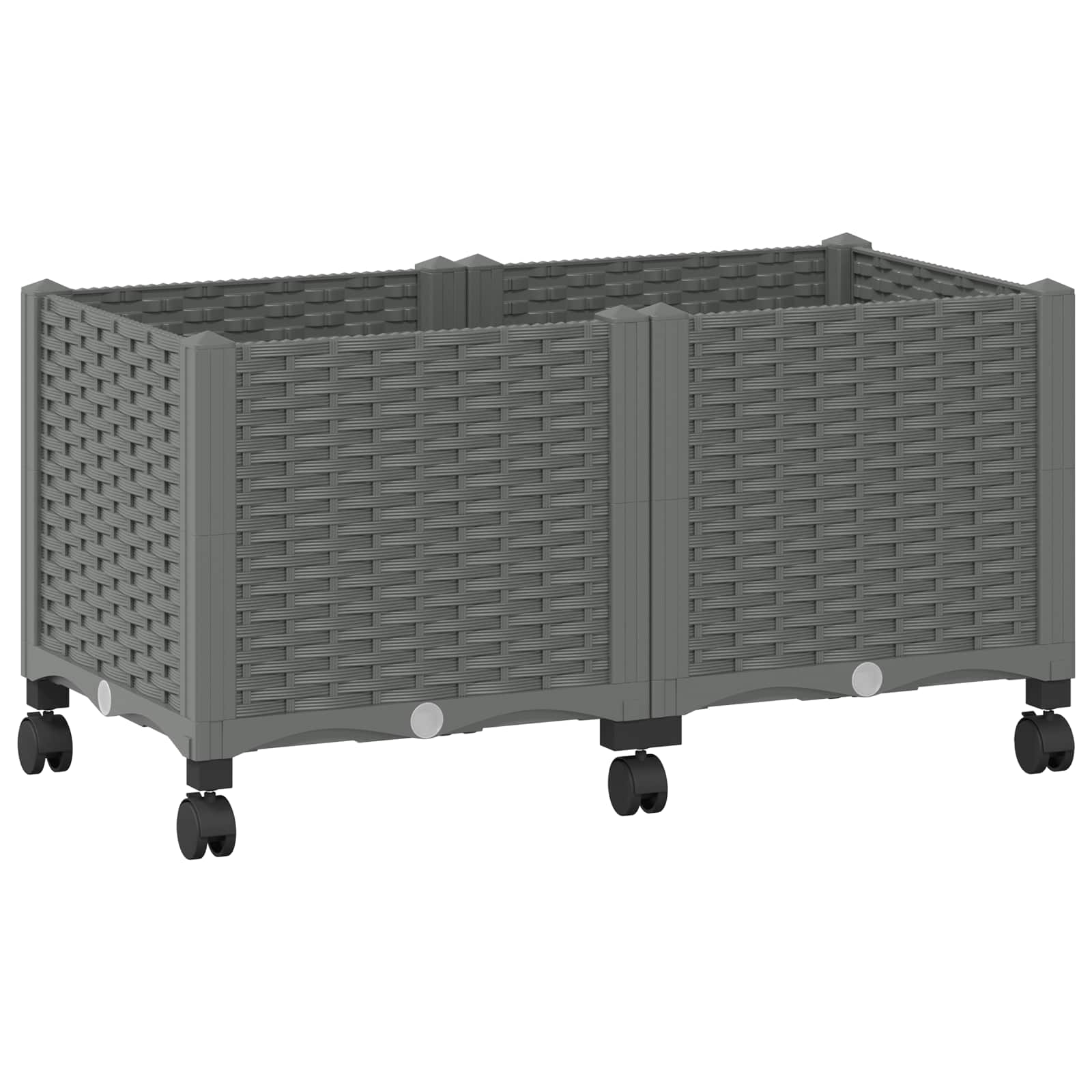 Vaso da Giardino con Ruote Grigio Chiaro 80 x 40 x 48 cm PP | homemem39