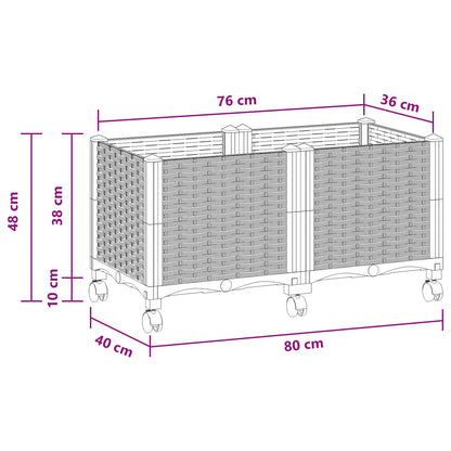 Vaso da Giardino con Ruote Grigio Chiaro 80 x 40 x 48 cm PP | homemem39