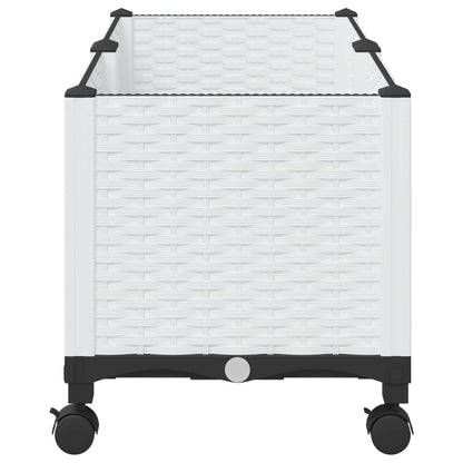 Vaso da Giardino con Ruote Bianco 80 x 40 x 48 cm PP | homemem39