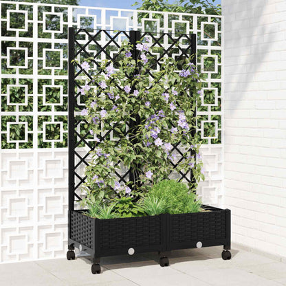 Vaso da giardino con grigliato e ruote Nero 80 x 40 x 131,5 cm | homemem39