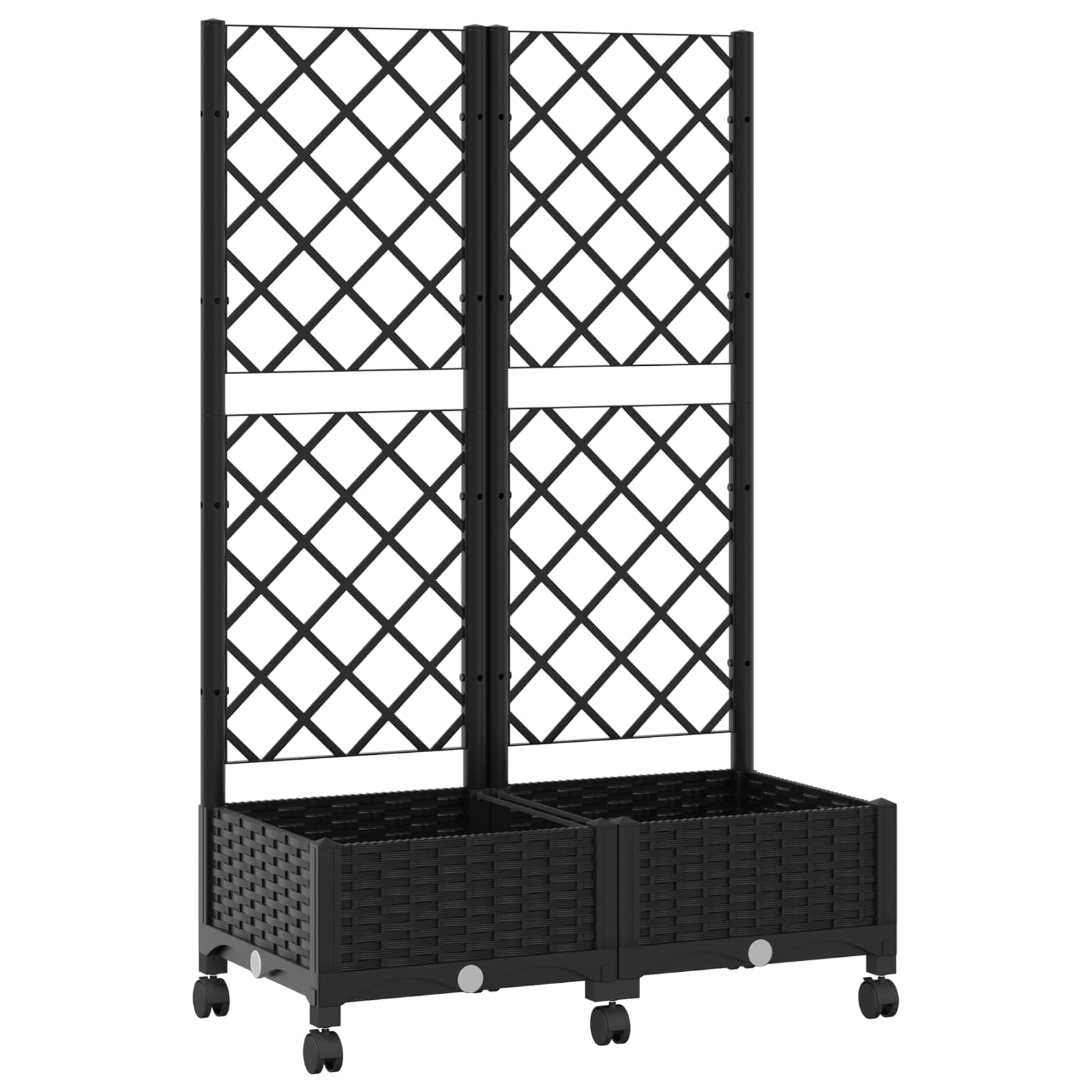 Vaso da giardino con grigliato e ruote Nero 80 x 40 x 131,5 cm | homemem39