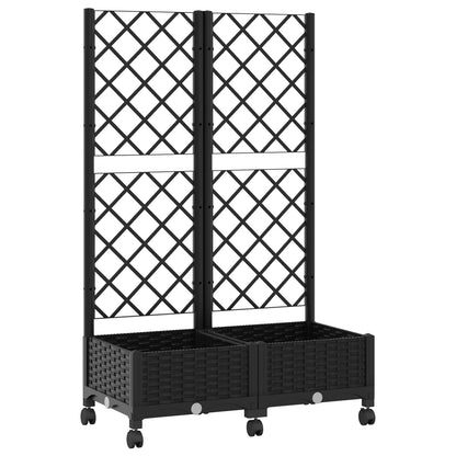 Vaso da giardino con grigliato e ruote Nero 80 x 40 x 131,5 cm | homemem39