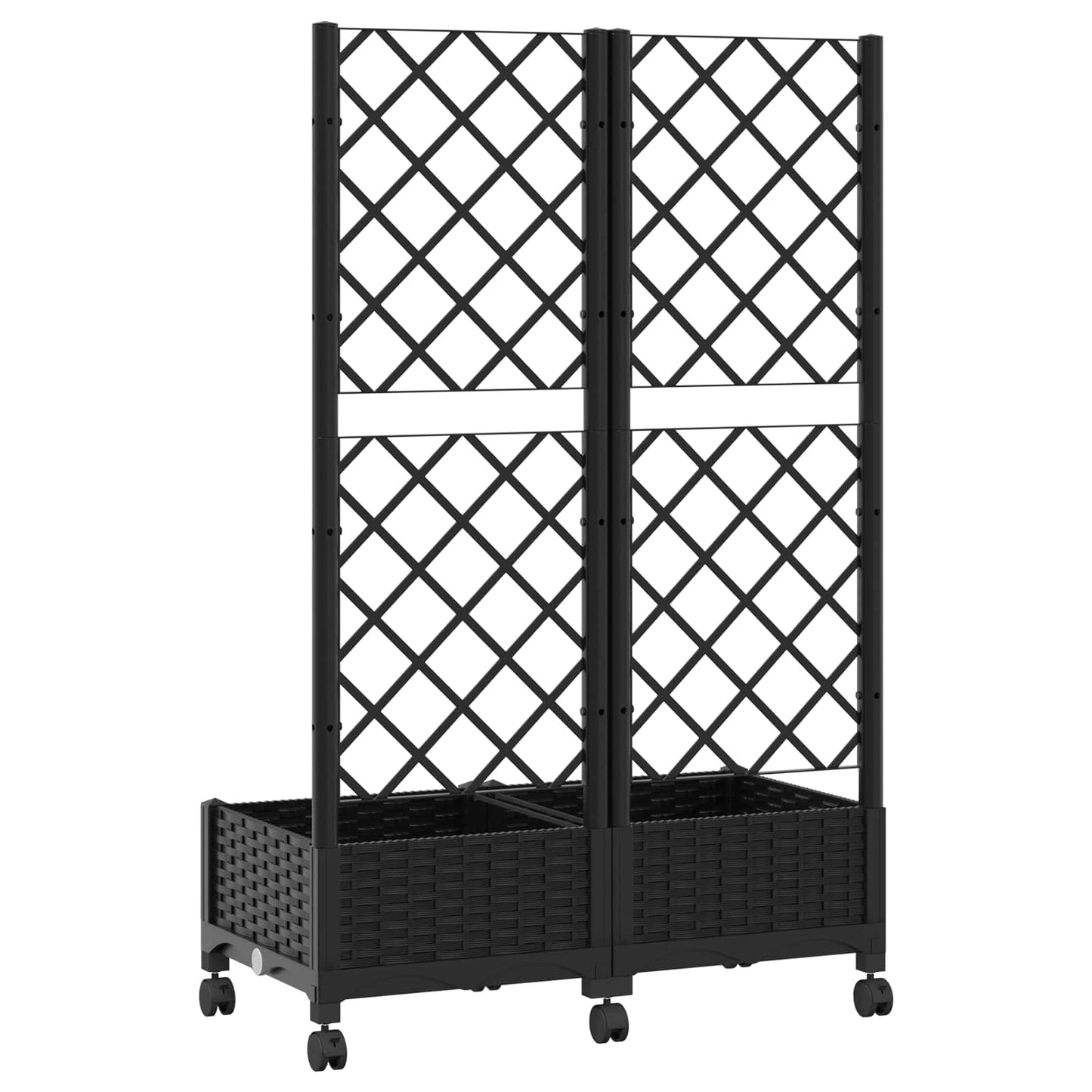 Vaso da giardino con grigliato e ruote Nero 80 x 40 x 131,5 cm | homemem39