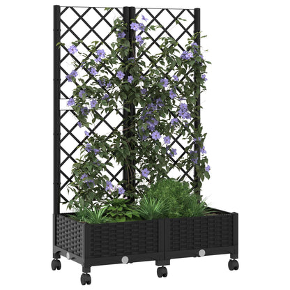 Vaso da giardino con grigliato e ruote Nero 80 x 40 x 131,5 cm | homemem39