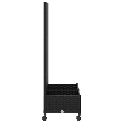 Vaso da giardino con grigliato e ruote Nero 80 x 40 x 131,5 cm | homemem39