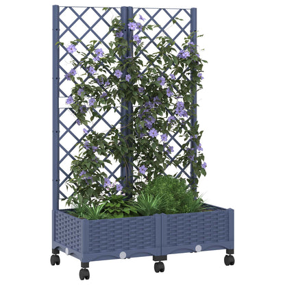 Vaso da giardino con grigliato e ruote Blu Grigio PP | homemem39
