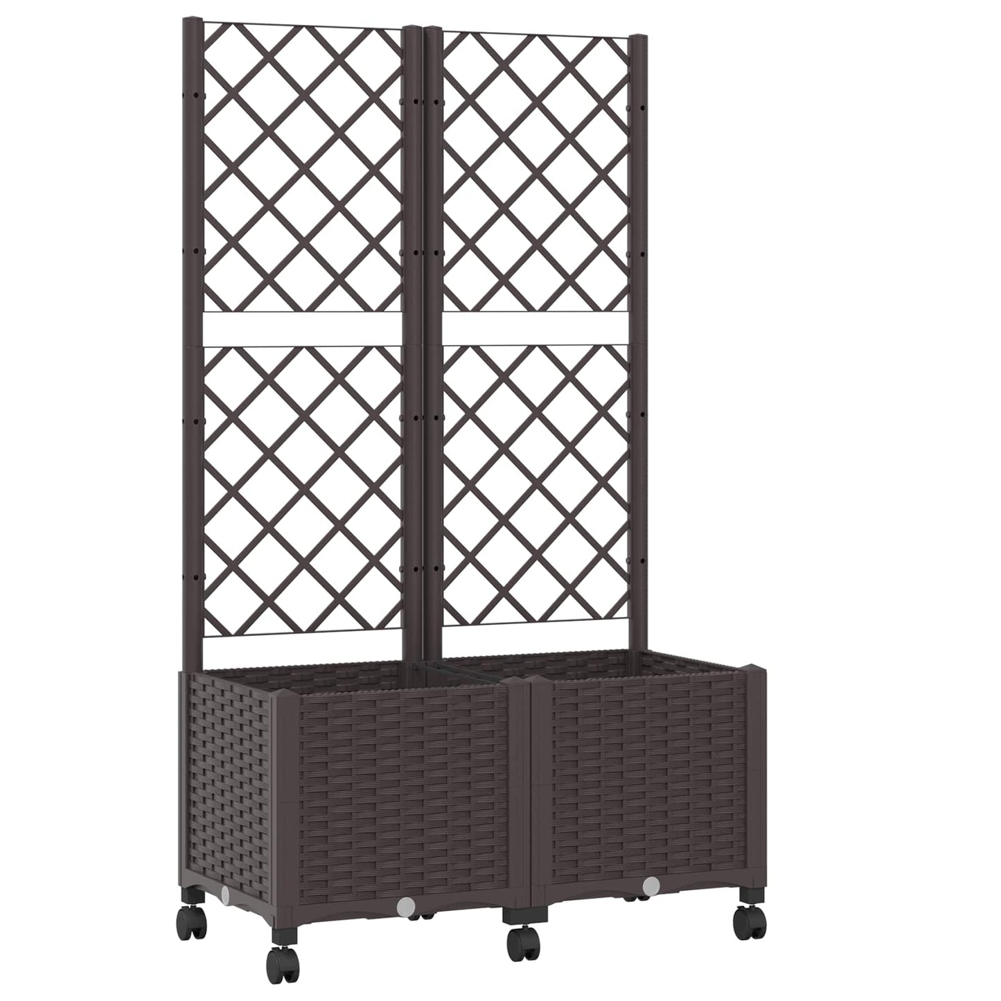 Vaso da giardino con grigliato e ruote Marrone 80 x 40 x 146 cm | homemem39