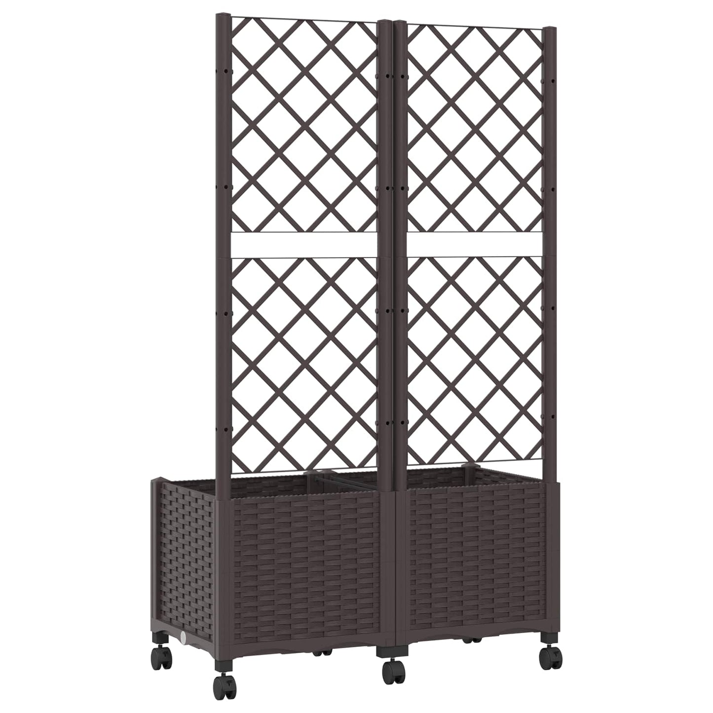 Vaso da giardino con grigliato e ruote Marrone 80 x 40 x 146 cm | homemem39