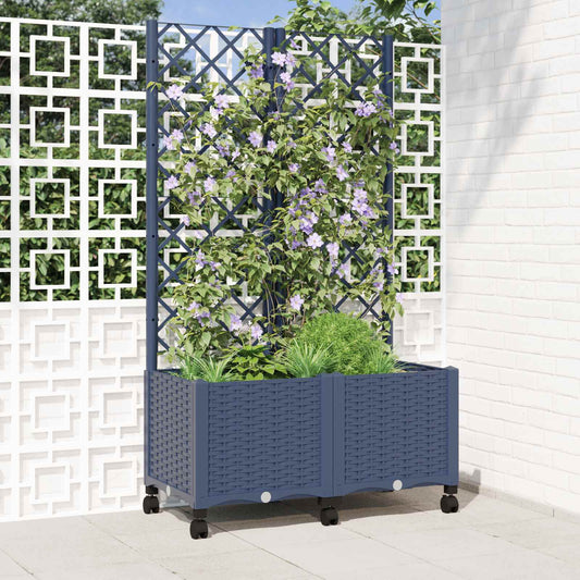 Vaso da giardino con grigliato e ruote Blu Grigio PP | homemem39