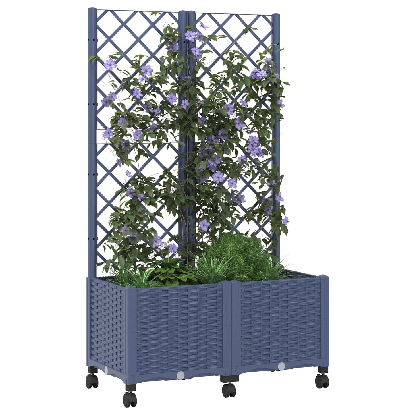 Vaso da giardino con grigliato e ruote Blu Grigio PP | homemem39