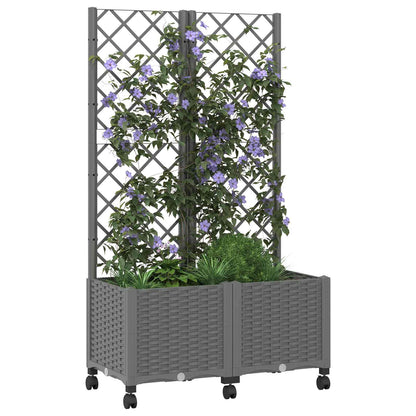 Vaso da giardino con grigliato e ruote Grigio Chiaro PP | homemem39