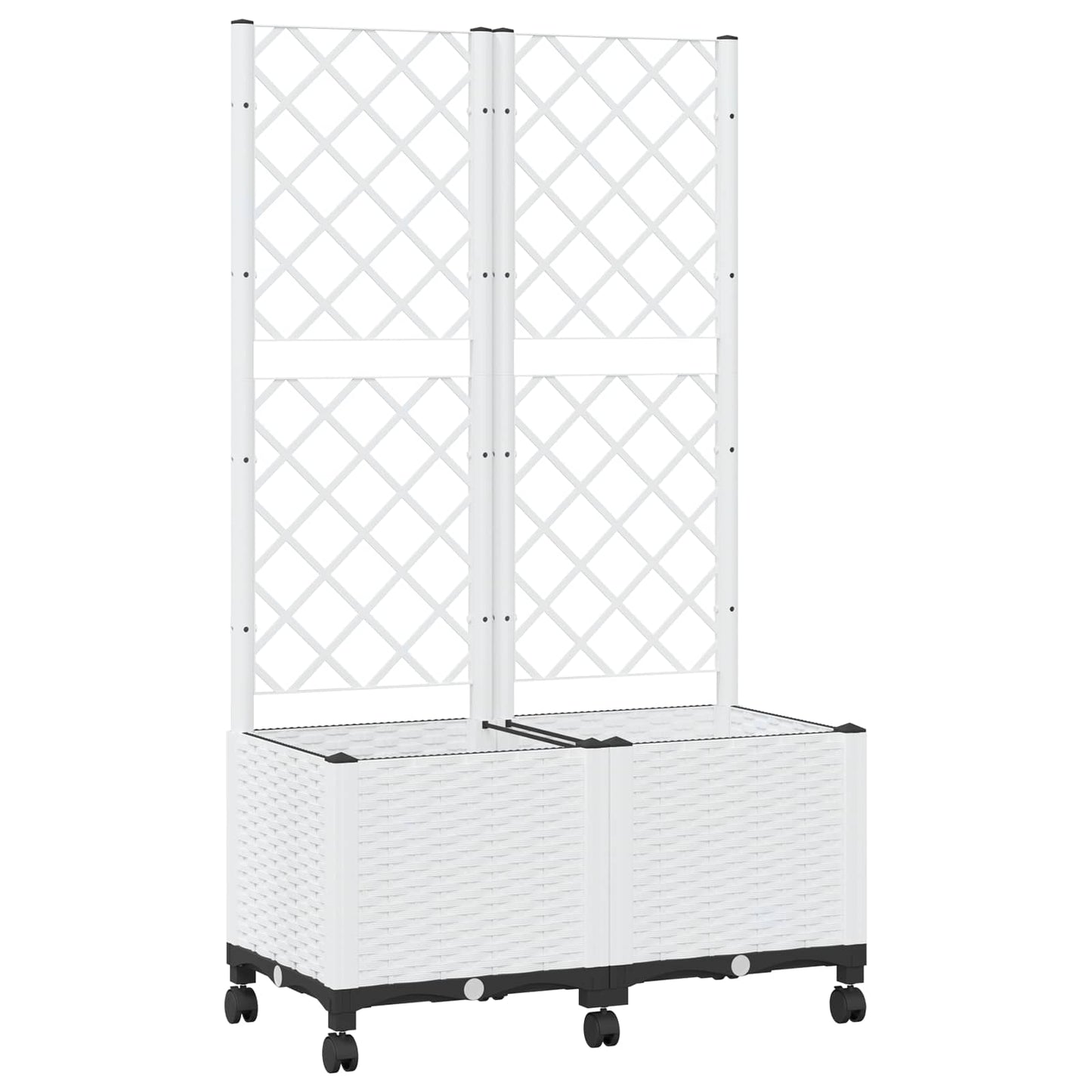 Vaso da giardino con grigliato e ruote Bianco 80 x 40 x 146 cm | homemem39