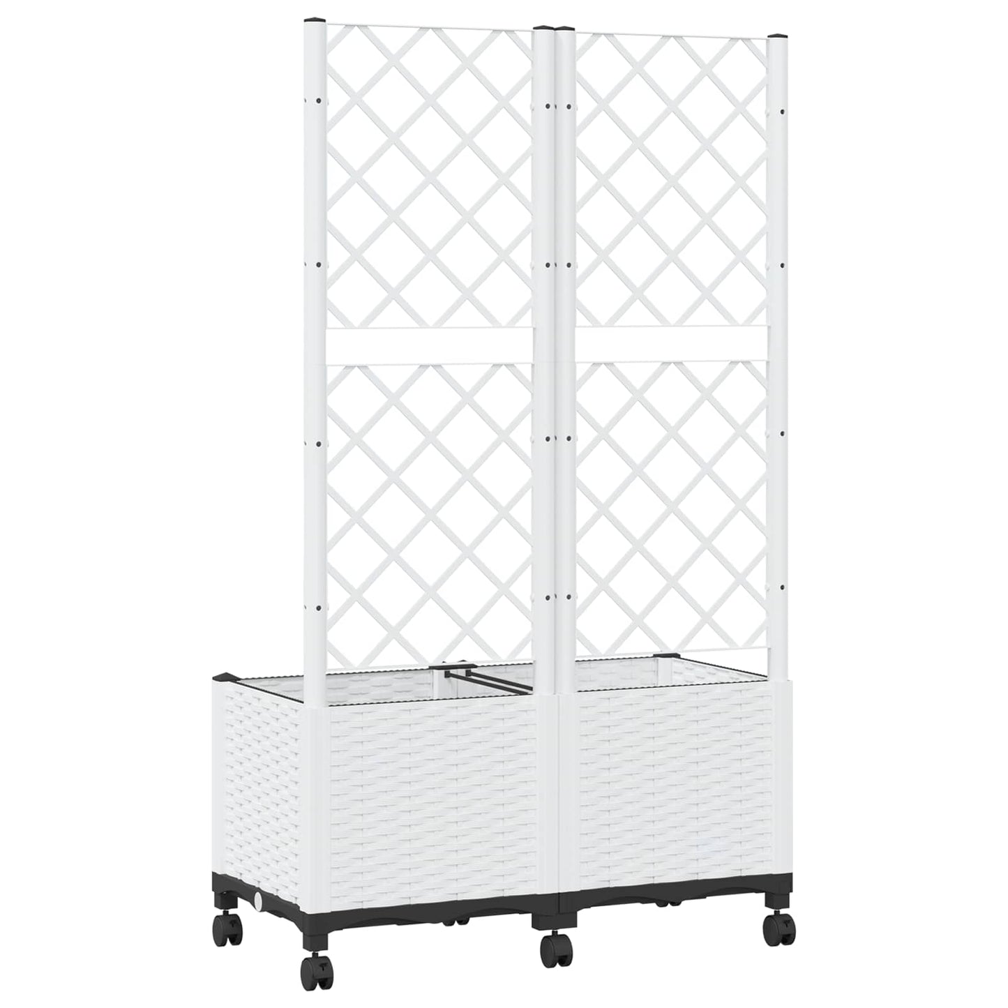 Vaso da giardino con grigliato e ruote Bianco 80 x 40 x 146 cm | homemem39