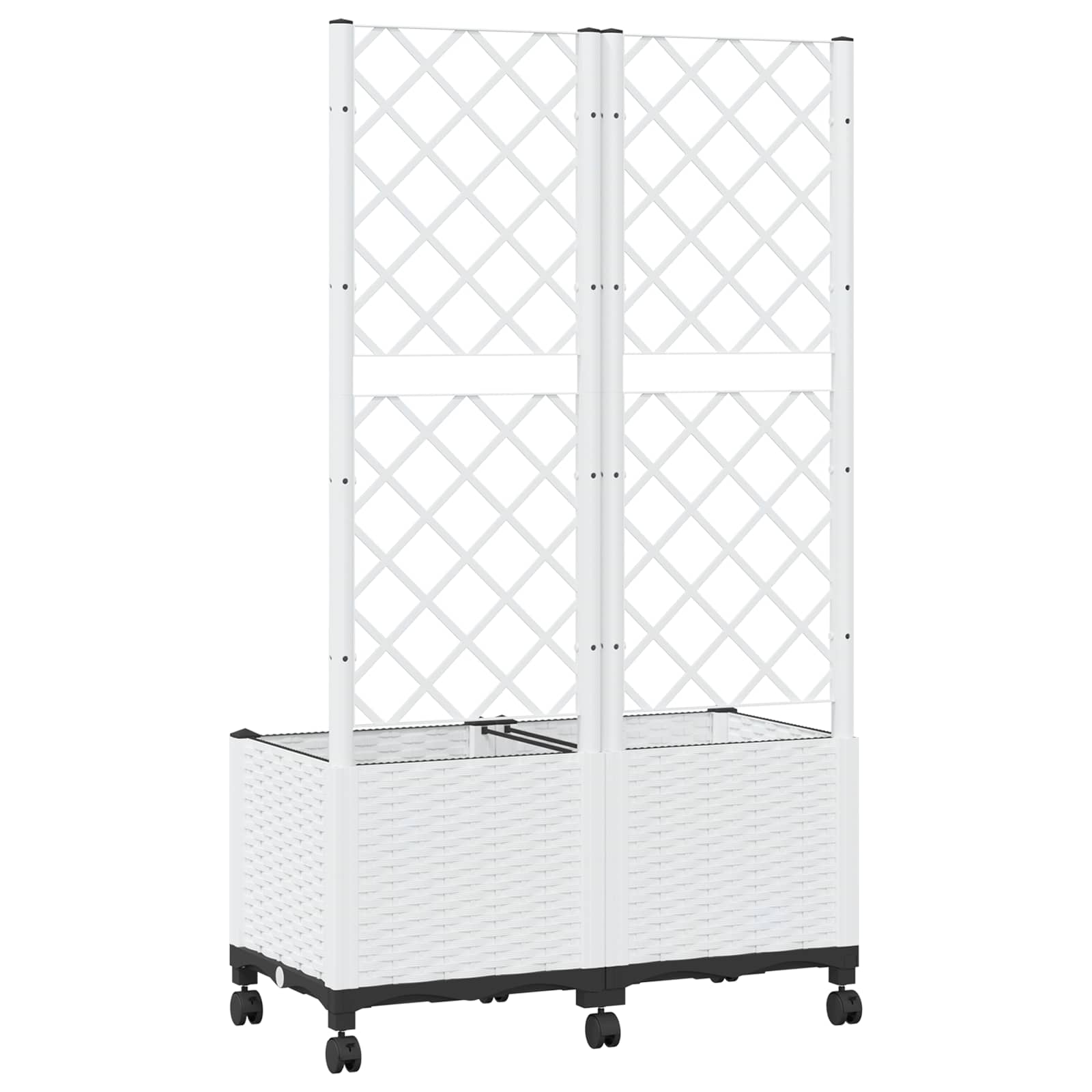 Vaso da giardino con grigliato e ruote Bianco 80 x 40 x 146 cm | homemem39