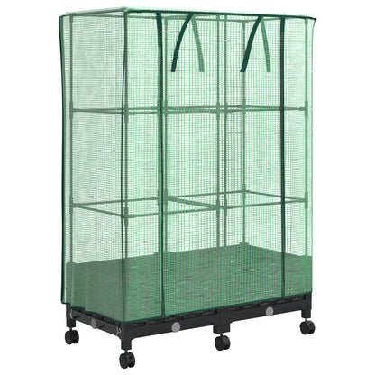 Vaso da Giardino con Copertura per Serra e Ruote 2 pz Nero PP | homemem39