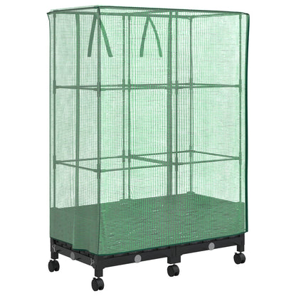 Vaso da Giardino con Copertura per Serra e Ruote 2 pz Nero PP | homemem39