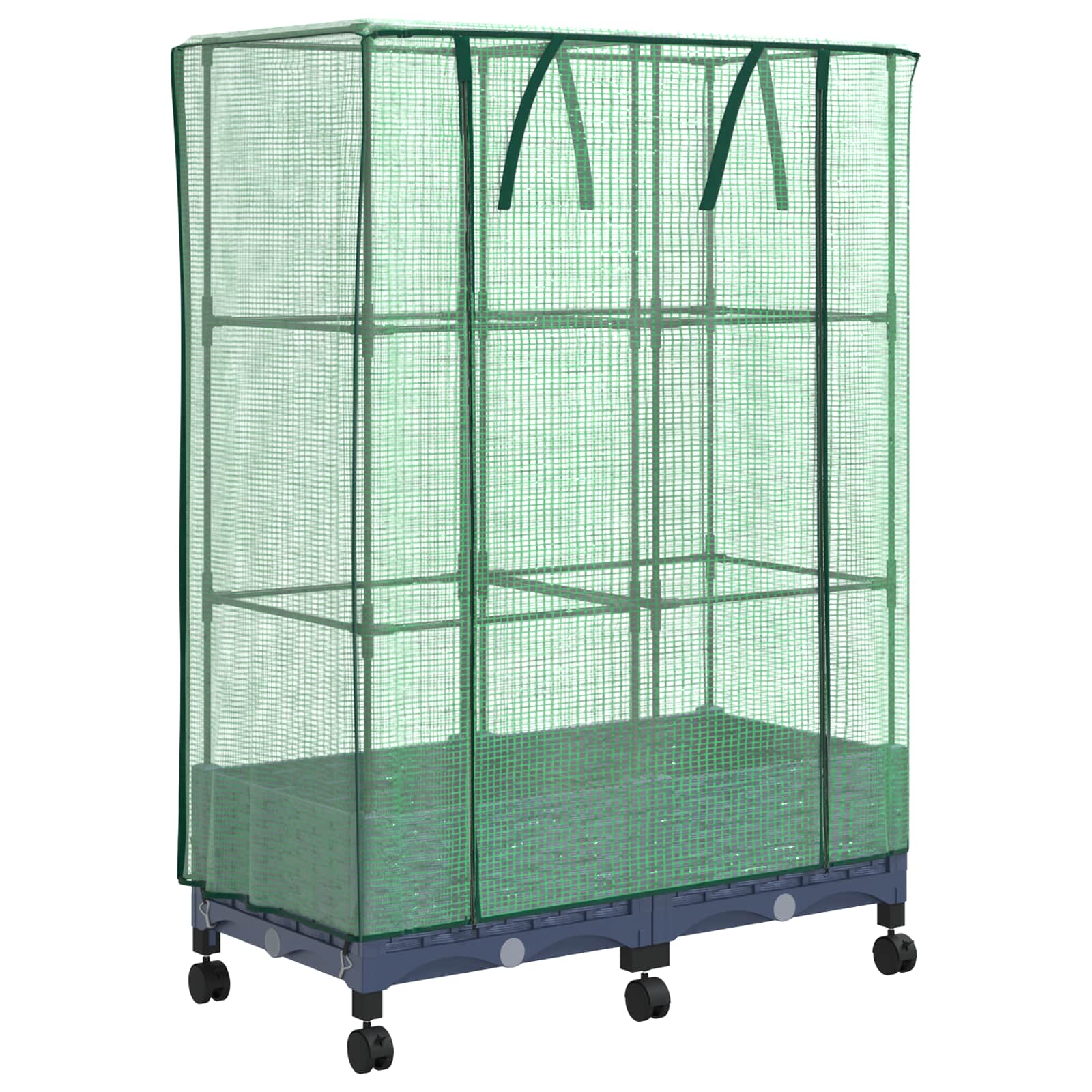 Vaso da Giardino con Copertura per Serra e Ruote 2 pz PP | homemem39