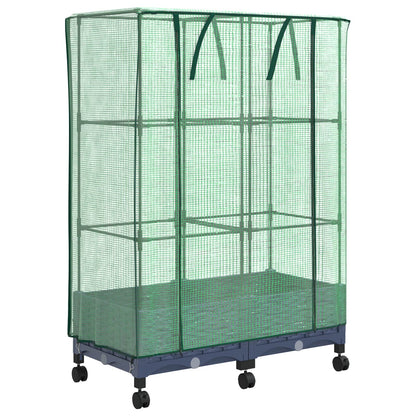 Vaso da Giardino con Copertura per Serra e Ruote 2 pz PP | homemem39