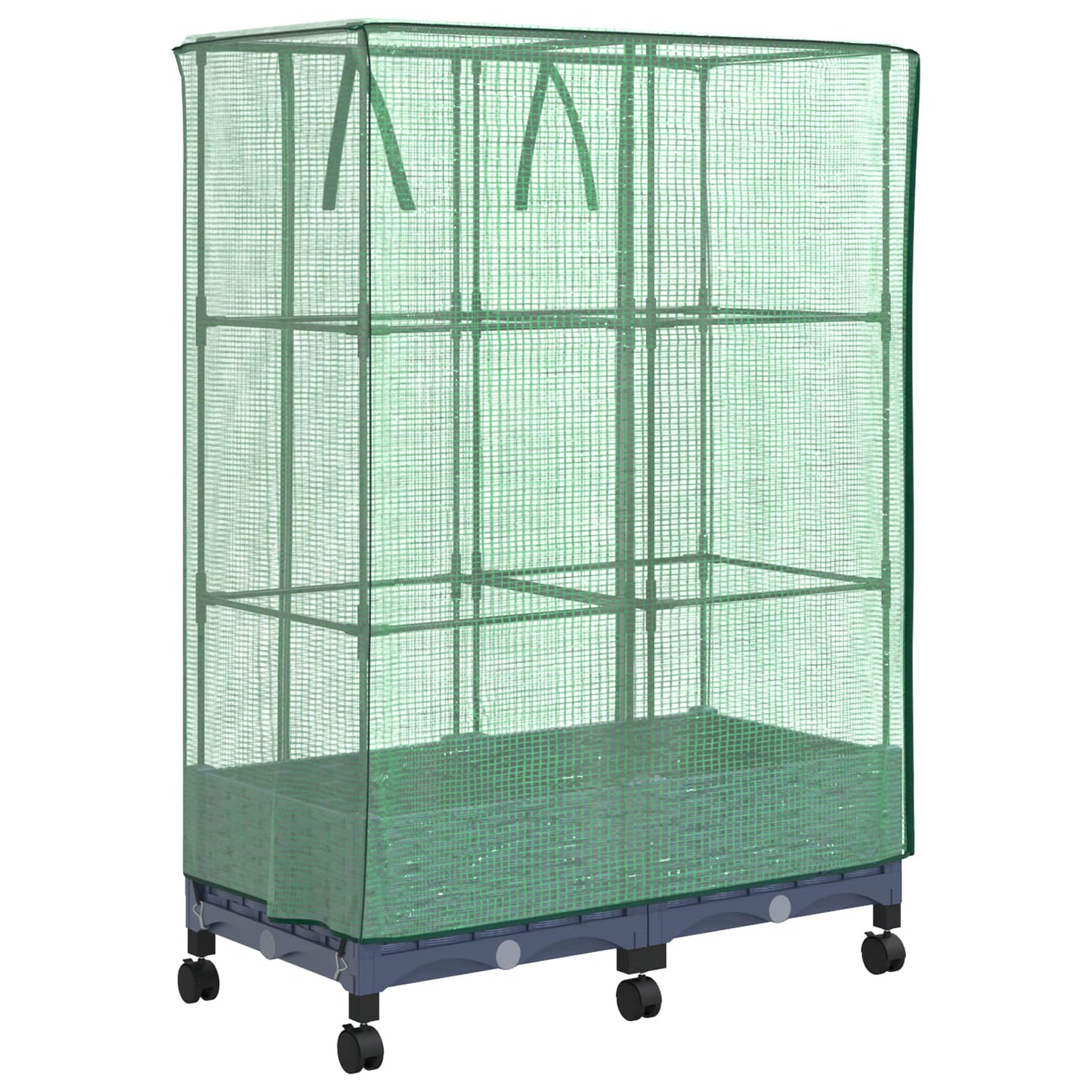 Vaso da Giardino con Copertura per Serra e Ruote 2 pz PP | homemem39