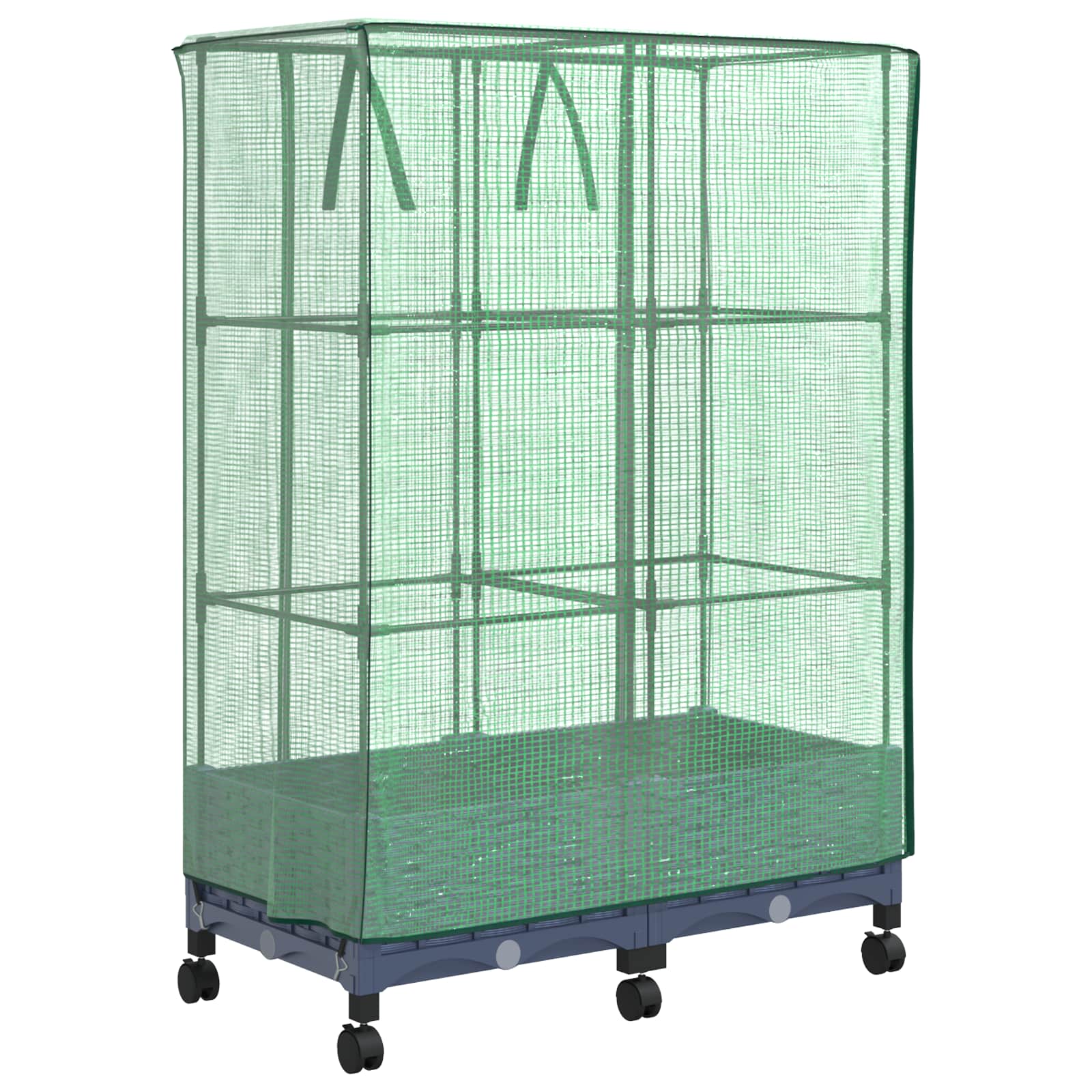 Vaso da Giardino con Copertura per Serra e Ruote 2 pz PP | homemem39