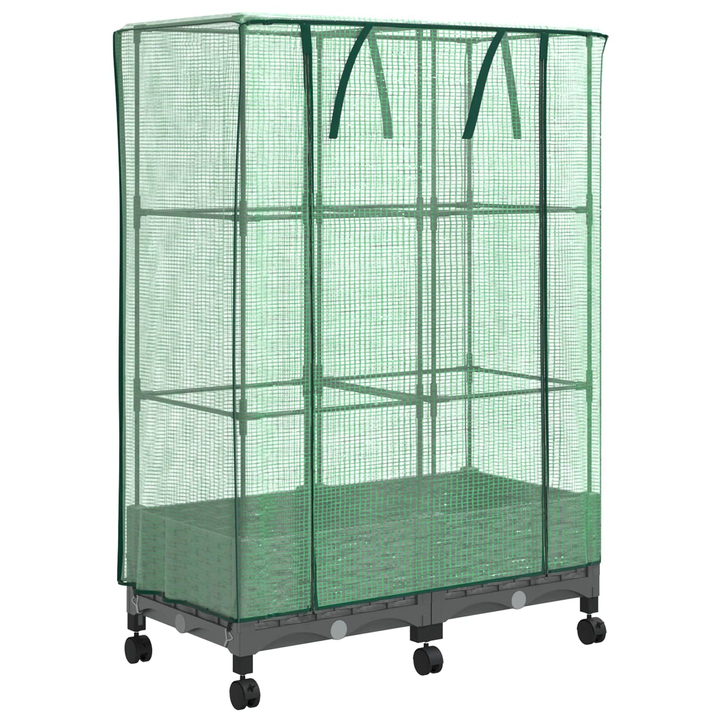 Vaso da Giardino con Copertura per Serra e Ruote 2 pz PP | homemem39