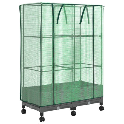 Vaso da Giardino con Copertura per Serra e Ruote 2 pz PP | homemem39