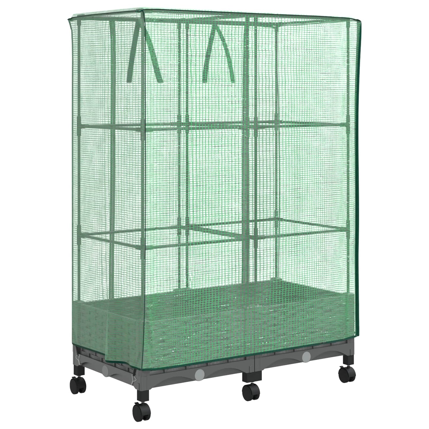 Vaso da Giardino con Copertura per Serra e Ruote 2 pz PP | homemem39