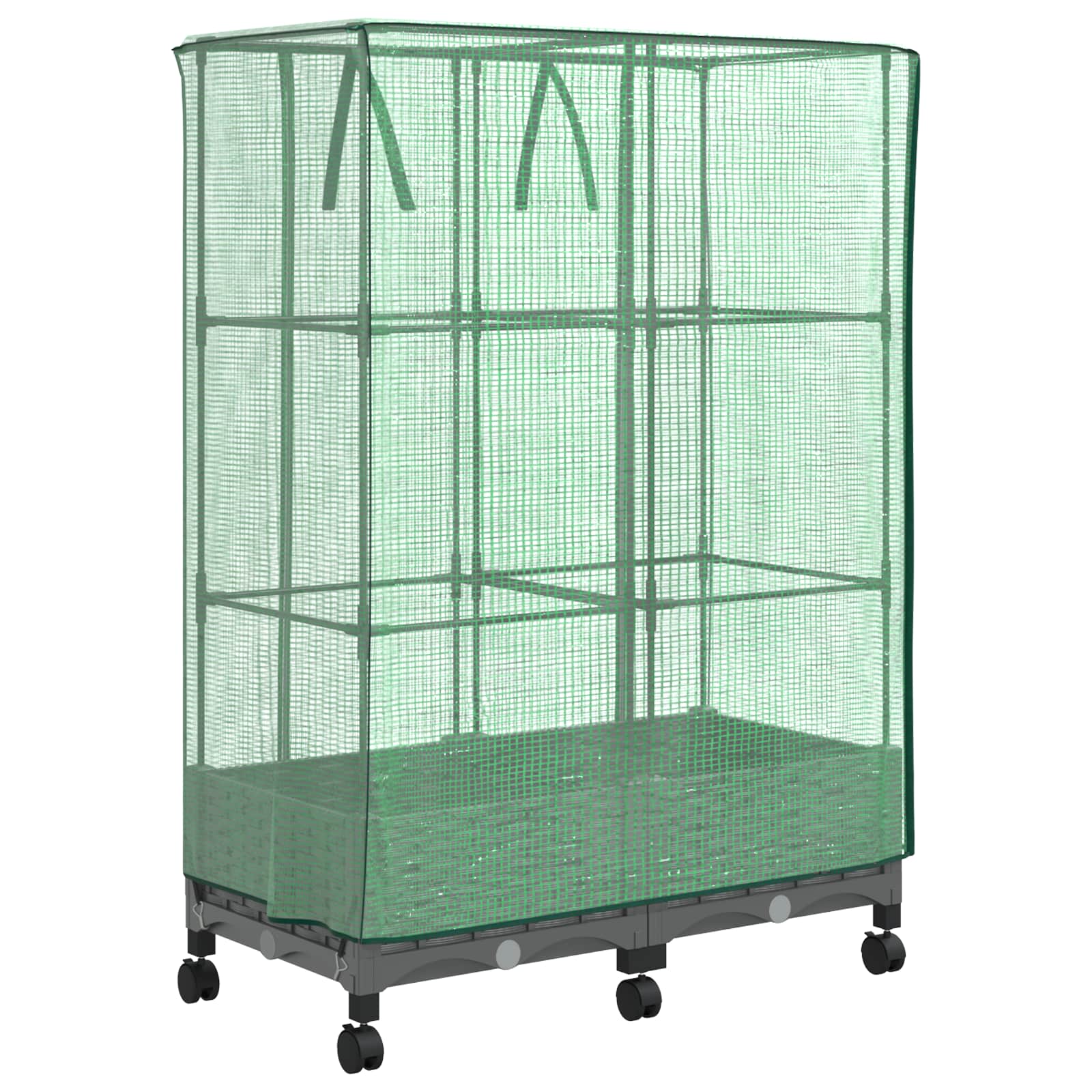 Vaso da Giardino con Copertura per Serra e Ruote 2 pz PP | homemem39